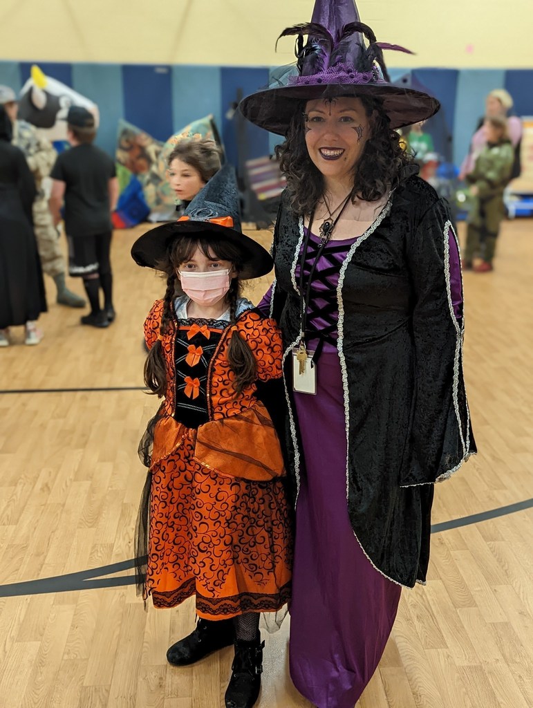 Student and Principal in Costume