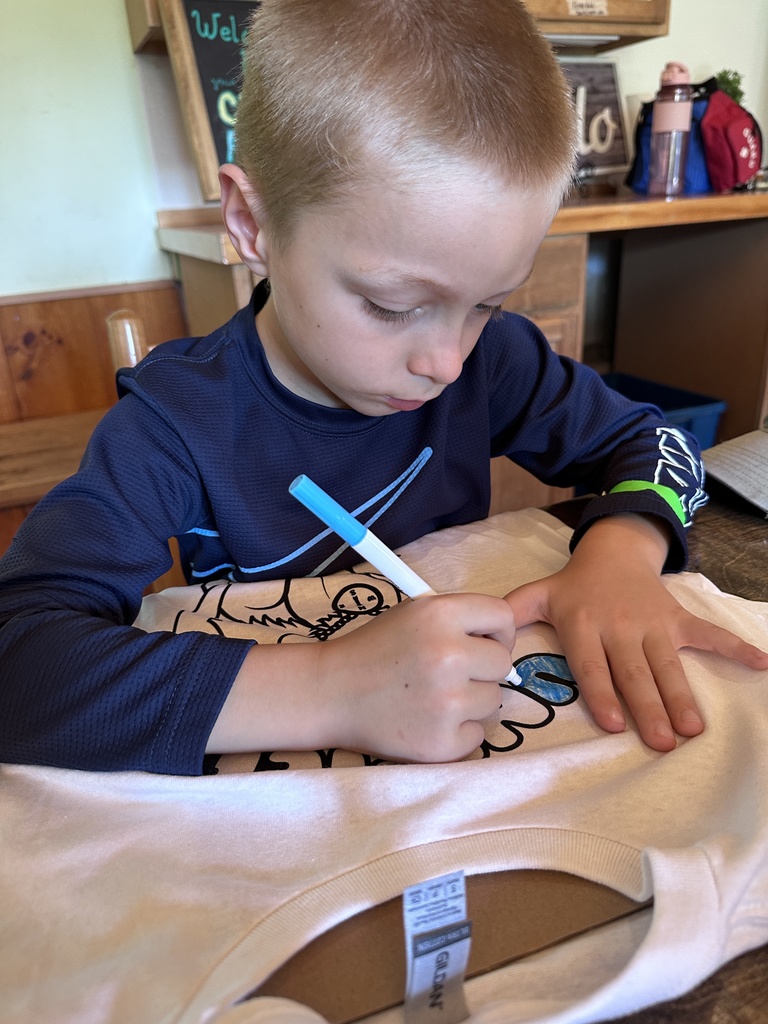 Student working on t-shirt
