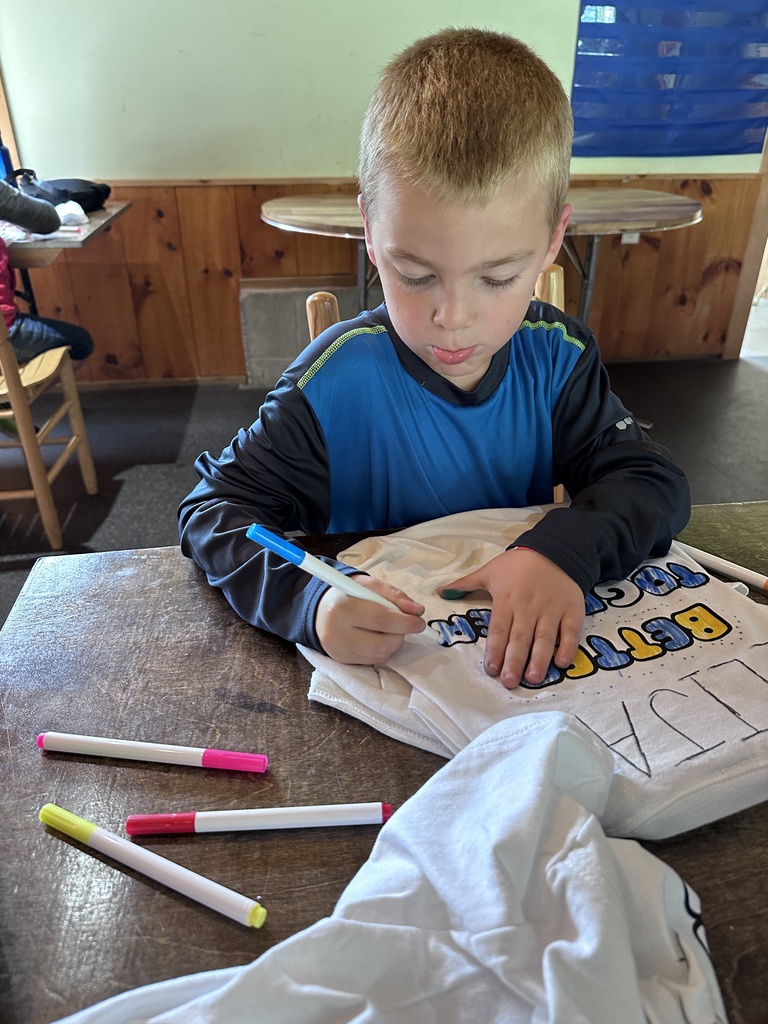 Student working on t-shirt